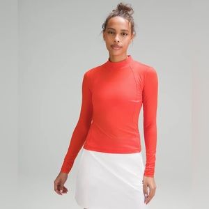 LULULEMON Nulux Mock-Neck Long-Sleeve Shirt. Size 4.  Color: Solar Orange.